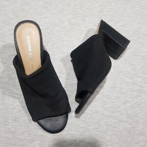 Gianni Bini Black Suede Mules with Block Heel